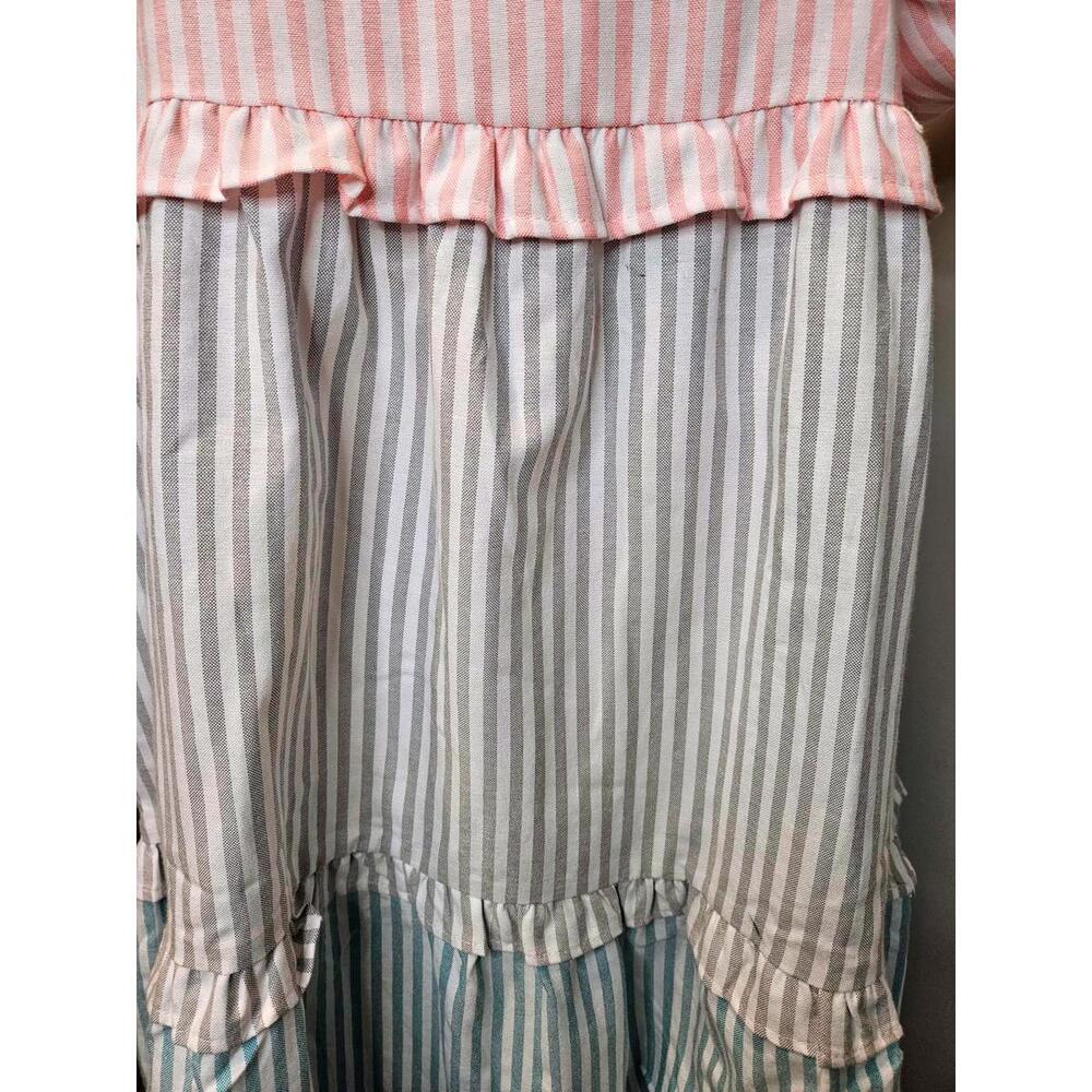 BiBi Oversized Striped Puff Sleeve Tiered Dress - Picture 5 of 9